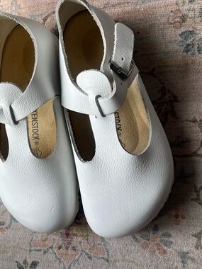 Vintage Birkenstock White Mary Jane Strap Clogs
